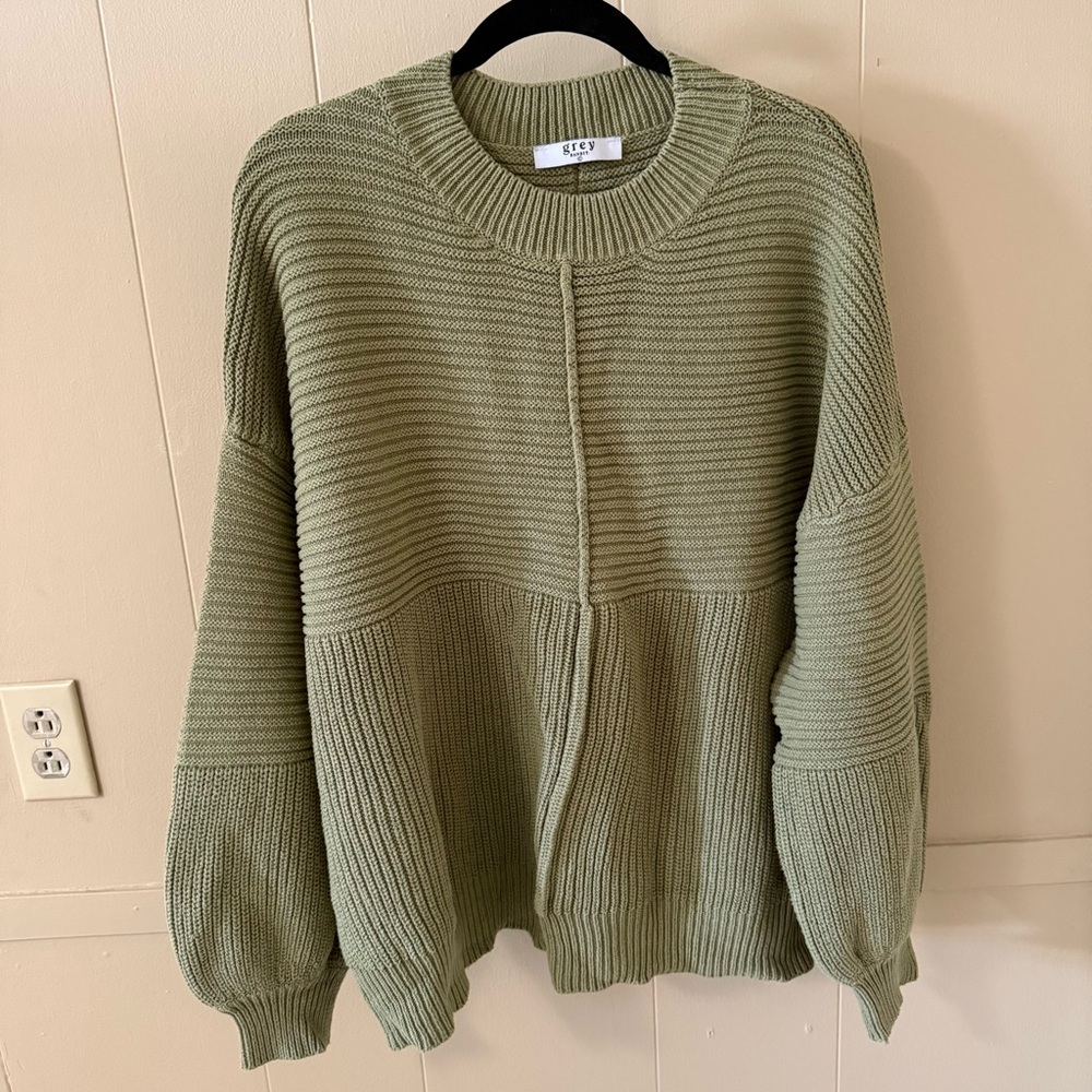 Size XL Grey Bandit Olive Green Knit Sweater